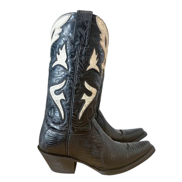 Frye Vintage Black Leather Lily Pointed Toe Cowgirl Boots 6.5 - Picture 1 of 12